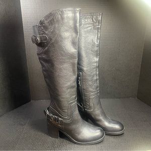 Franco Sarto Black Leather Boots 5-5.5M